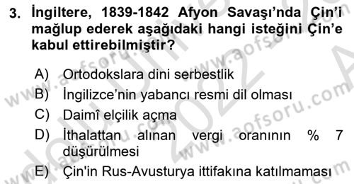 Osmanlı Diplomasisi Dersi Ara Sınavı Deneme Sınav Soruları 3. Soru