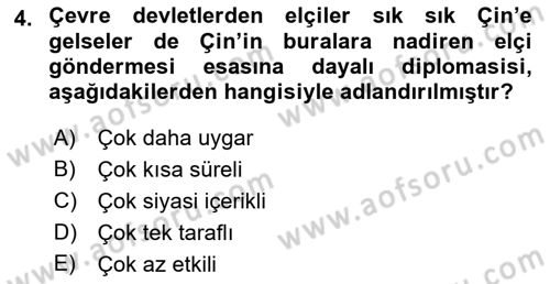 Osmanlı Diplomasisi Dersi 2022 - 2023 Yılı (Vize) Ara Sınav Soruları 4. Soru