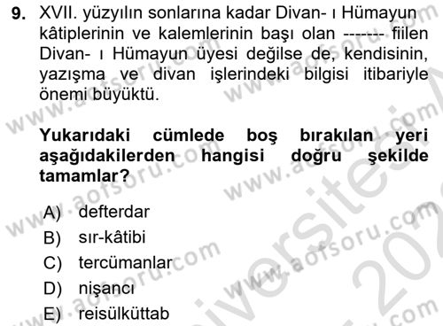 Osmanlı Diplomasisi Dersi 2022 - 2023 Yılı (Vize) Ara Sınav Soruları 9. Soru