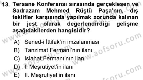 Osmanlı Diplomasisi Dersi 2022 - 2023 Yılı (Final) Dönem Sonu Sınav Soruları 13. Soru