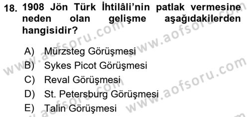 Osmanlı Diplomasisi Dersi 2022 - 2023 Yılı (Final) Dönem Sonu Sınav Soruları 18. Soru