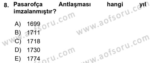 Osmanlı Diplomasisi Dersi 2022 - 2023 Yılı (Final) Dönem Sonu Sınav Soruları 8. Soru