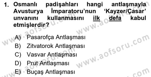 Osmanlı Diplomasisi Dersi 2022 - 2023 Yılı Yaz Okulu Sınav Soruları 1. Soru