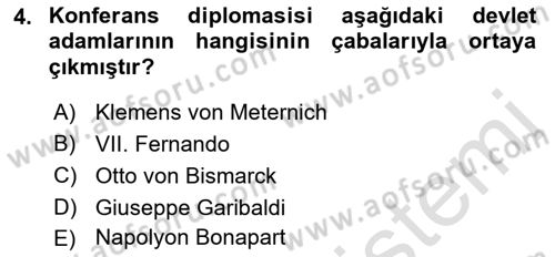 Osmanlı Diplomasisi Dersi 2023 - 2024 Yılı (Vize) Ara Sınav Soruları 4. Soru