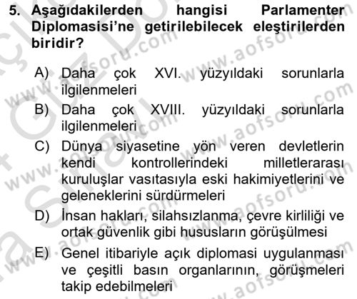 Osmanlı Diplomasisi Dersi 2023 - 2024 Yılı (Vize) Ara Sınav Soruları 5. Soru