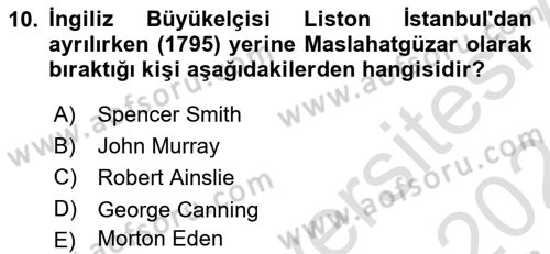 Osmanlı Diplomasisi Dersi 2023 - 2024 Yılı (Final) Dönem Sonu Sınav Soruları 10. Soru