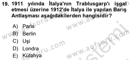 Osmanlı Diplomasisi Dersi 2023 - 2024 Yılı (Final) Dönem Sonu Sınav Soruları 19. Soru