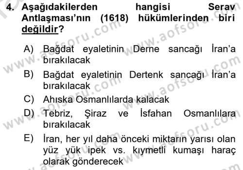 Osmanlı Diplomasisi Dersi 2023 - 2024 Yılı (Final) Dönem Sonu Sınav Soruları 4. Soru