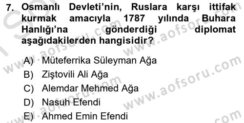 Osmanlı Diplomasisi Dersi 2023 - 2024 Yılı (Final) Dönem Sonu Sınav Soruları 7. Soru
