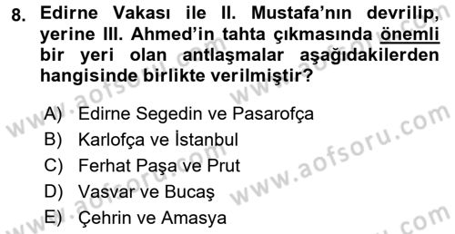 Osmanlı Diplomasisi Dersi 2023 - 2024 Yılı (Final) Dönem Sonu Sınav Soruları 8. Soru