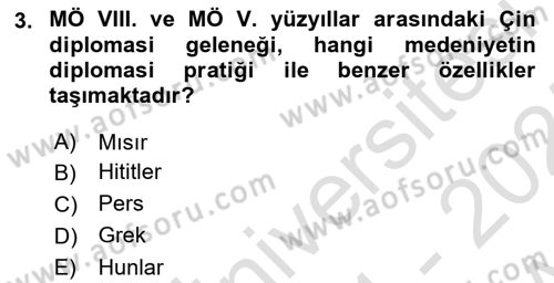Osmanlı Diplomasisi Dersi 2024 - 2025 Yılı (Vize) Ara Sınav Soruları 3. Soru