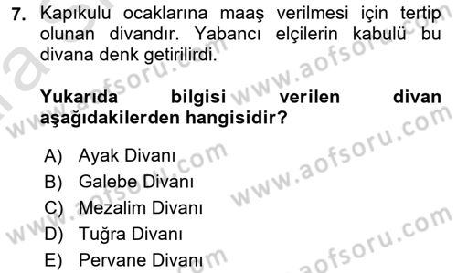 Osmanlı Diplomasisi Dersi 2024 - 2025 Yılı (Vize) Ara Sınav Soruları 7. Soru