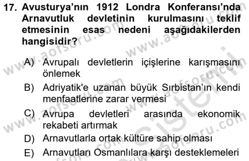 Osmanlı Diplomasisi Dersi 2024 - 2025 Yılı (Final) Dönem Sonu Sınav Soruları 17. Soru
