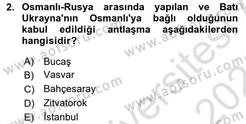 Osmanlı Diplomasisi Dersi 2024 - 2025 Yılı (Final) Dönem Sonu Sınav Soruları 2. Soru