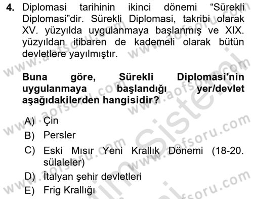 Osmanlı Diplomasisi Dersi 2024 - 2025 Yılı (Final) Dönem Sonu Sınav Soruları 4. Soru