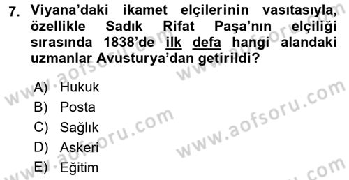 Osmanlı Diplomasisi Dersi 2024 - 2025 Yılı (Final) Dönem Sonu Sınav Soruları 7. Soru