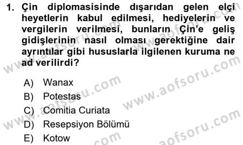 Osmanlı Diplomasisi Dersi 2025 - 2026 Yılı (Vize) Ara Sınav Soruları 1. Soru