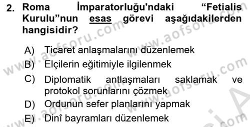 Osmanlı Diplomasisi Dersi 2025 - 2026 Yılı (Vize) Ara Sınav Soruları 2. Soru
