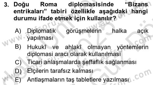 Osmanlı Diplomasisi Dersi 2025 - 2026 Yılı (Vize) Ara Sınav Soruları 3. Soru