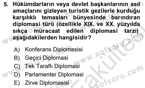 Osmanlı Diplomasisi Dersi 2025 - 2026 Yılı (Vize) Ara Sınav Soruları 5. Soru