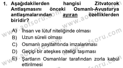 Osmanlı Diplomasisi Dersi 2025 - 2026 Yılı (Final) Dönem Sonu Sınav Soruları 1. Soru