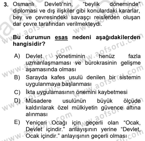 Osmanlı Diplomasisi Dersi 2025 - 2026 Yılı (Final) Dönem Sonu Sınav Soruları 3. Soru
