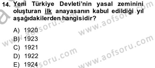 Türkiye´de Demokrasi Ve Parlamento Tarihi Dersi 2013 - 2014 Yılı (Vize) Ara Sınav Soruları 14. Soru