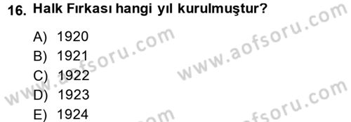 Türkiye´de Demokrasi Ve Parlamento Tarihi Dersi 2013 - 2014 Yılı (Vize) Ara Sınav Soruları 16. Soru