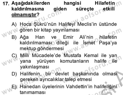 Türkiye´de Demokrasi Ve Parlamento Tarihi Dersi 2013 - 2014 Yılı (Vize) Ara Sınav Soruları 17. Soru