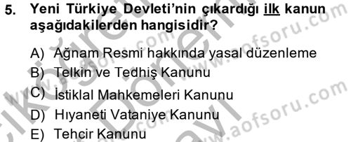 Türkiye´de Demokrasi Ve Parlamento Tarihi Dersi 2013 - 2014 Yılı (Final) Dönem Sonu Sınav Soruları 5. Soru