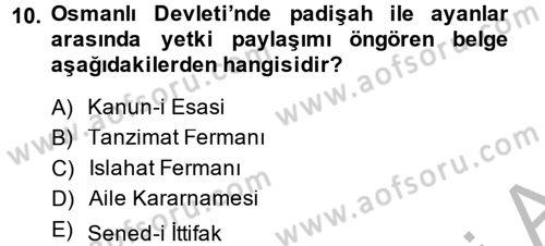 Türkiye´de Demokrasi Ve Parlamento Tarihi Dersi 2014 - 2015 Yılı (Vize) Ara Sınav Soruları 10. Soru