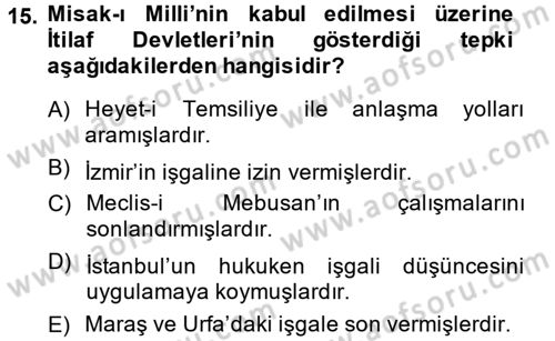 Türkiye´de Demokrasi Ve Parlamento Tarihi Dersi 2014 - 2015 Yılı (Vize) Ara Sınav Soruları 15. Soru