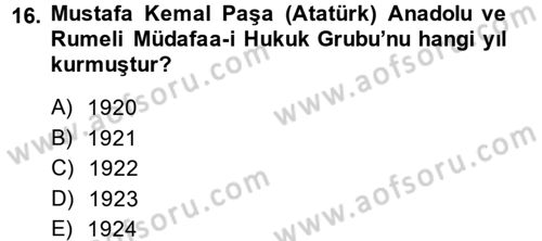 Türkiye´de Demokrasi Ve Parlamento Tarihi Dersi 2014 - 2015 Yılı (Vize) Ara Sınav Soruları 16. Soru