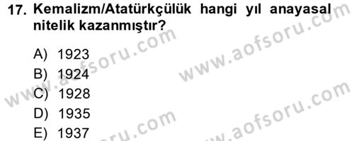 Türkiye´de Demokrasi Ve Parlamento Tarihi Dersi 2014 - 2015 Yılı (Vize) Ara Sınav Soruları 17. Soru