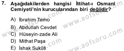 Türkiye´de Demokrasi Ve Parlamento Tarihi Dersi 2014 - 2015 Yılı (Vize) Ara Sınav Soruları 7. Soru