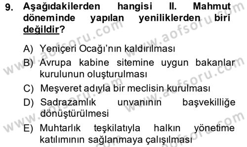 Türkiye´de Demokrasi Ve Parlamento Tarihi Dersi 2014 - 2015 Yılı (Vize) Ara Sınav Soruları 9. Soru