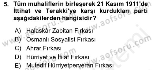 Türkiye´de Demokrasi Ve Parlamento Tarihi Dersi 2015 - 2016 Yılı (Vize) Ara Sınav Soruları 5. Soru