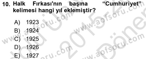 Türkiye´de Demokrasi Ve Parlamento Tarihi Dersi 2015 - 2016 Yılı (Final) Dönem Sonu Sınav Soruları 10. Soru
