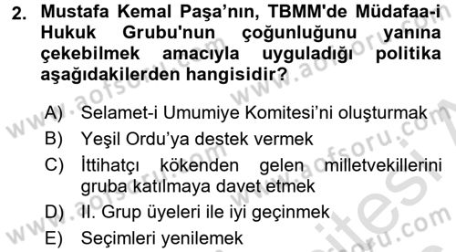 Türkiye´de Demokrasi Ve Parlamento Tarihi Dersi 2015 - 2016 Yılı (Final) Dönem Sonu Sınav Soruları 2. Soru