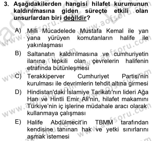 Türkiye´de Demokrasi Ve Parlamento Tarihi Dersi 2015 - 2016 Yılı (Final) Dönem Sonu Sınav Soruları 3. Soru