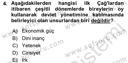 Türkiye´de Demokrasi Ve Parlamento Tarihi Dersi 2015 - 2016 Yılı (Final) Dönem Sonu Sınav Soruları 4. Soru