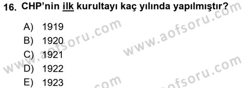 Türkiye´de Demokrasi Ve Parlamento Tarihi Dersi 2016 - 2017 Yılı 3 Ders Sınav Soruları 16. Soru