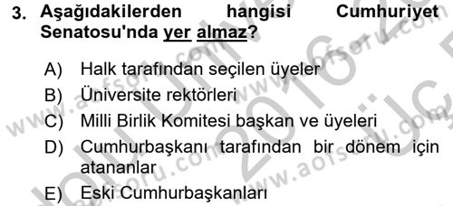 Türkiye´de Demokrasi Ve Parlamento Tarihi Dersi 2016 - 2017 Yılı 3 Ders Sınav Soruları 3. Soru