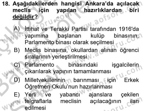 Türkiye´de Demokrasi Ve Parlamento Tarihi Dersi 2016 - 2017 Yılı (Vize) Ara Sınav Soruları 18. Soru