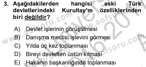 Türkiye´de Demokrasi Ve Parlamento Tarihi Dersi 2016 - 2017 Yılı (Vize) Ara Sınav Soruları 3. Soru