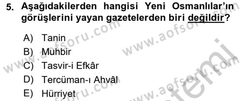 Türkiye´de Demokrasi Ve Parlamento Tarihi Dersi 2016 - 2017 Yılı (Vize) Ara Sınav Soruları 5. Soru