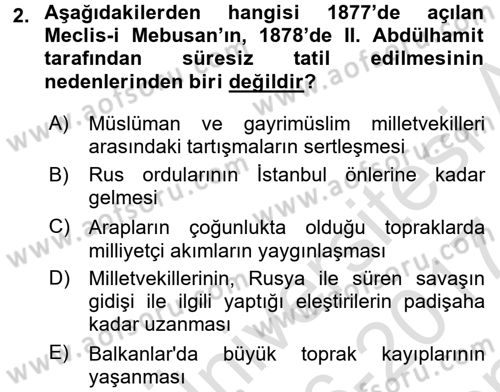 Türkiye´de Demokrasi Ve Parlamento Tarihi Dersi 2016 - 2017 Yılı (Final) Dönem Sonu Sınav Soruları 2. Soru
