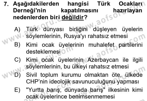 Türkiye´de Demokrasi Ve Parlamento Tarihi Dersi 2016 - 2017 Yılı (Final) Dönem Sonu Sınav Soruları 7. Soru