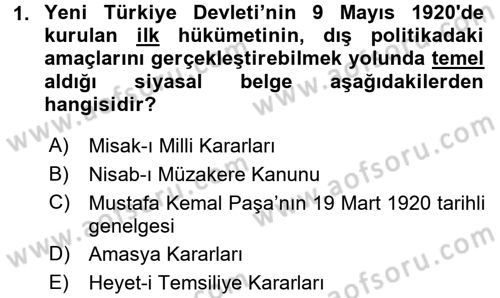 Türkiye´de Demokrasi Ve Parlamento Tarihi Dersi 2017 - 2018 Yılı 3 Ders Sınav Soruları 1. Soru