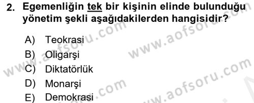 Türkiye´de Demokrasi Ve Parlamento Tarihi Dersi 2017 - 2018 Yılı 3 Ders Sınav Soruları 2. Soru